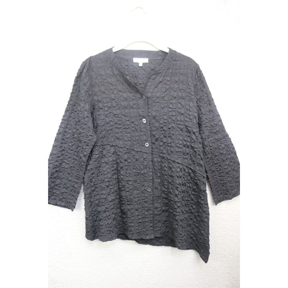 Habitat 3/4 Sleeve Button Up‎ Puff Material Tunic-Size XS-Asymmetrical